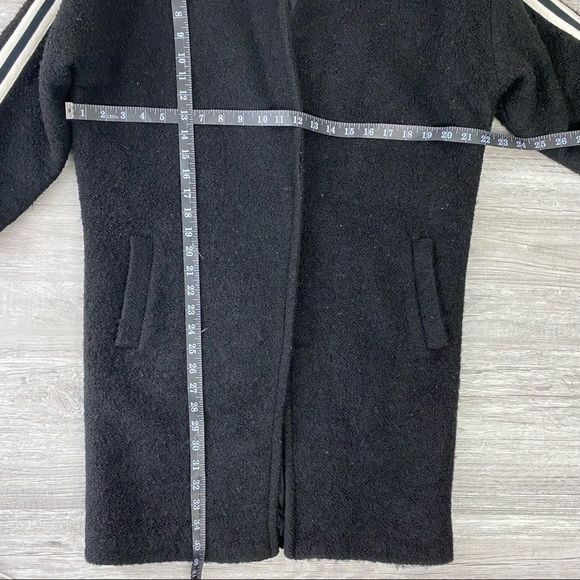 Ing2Ing Wool Blend Black & White Strip Long Coat - Picture 7 of 12
